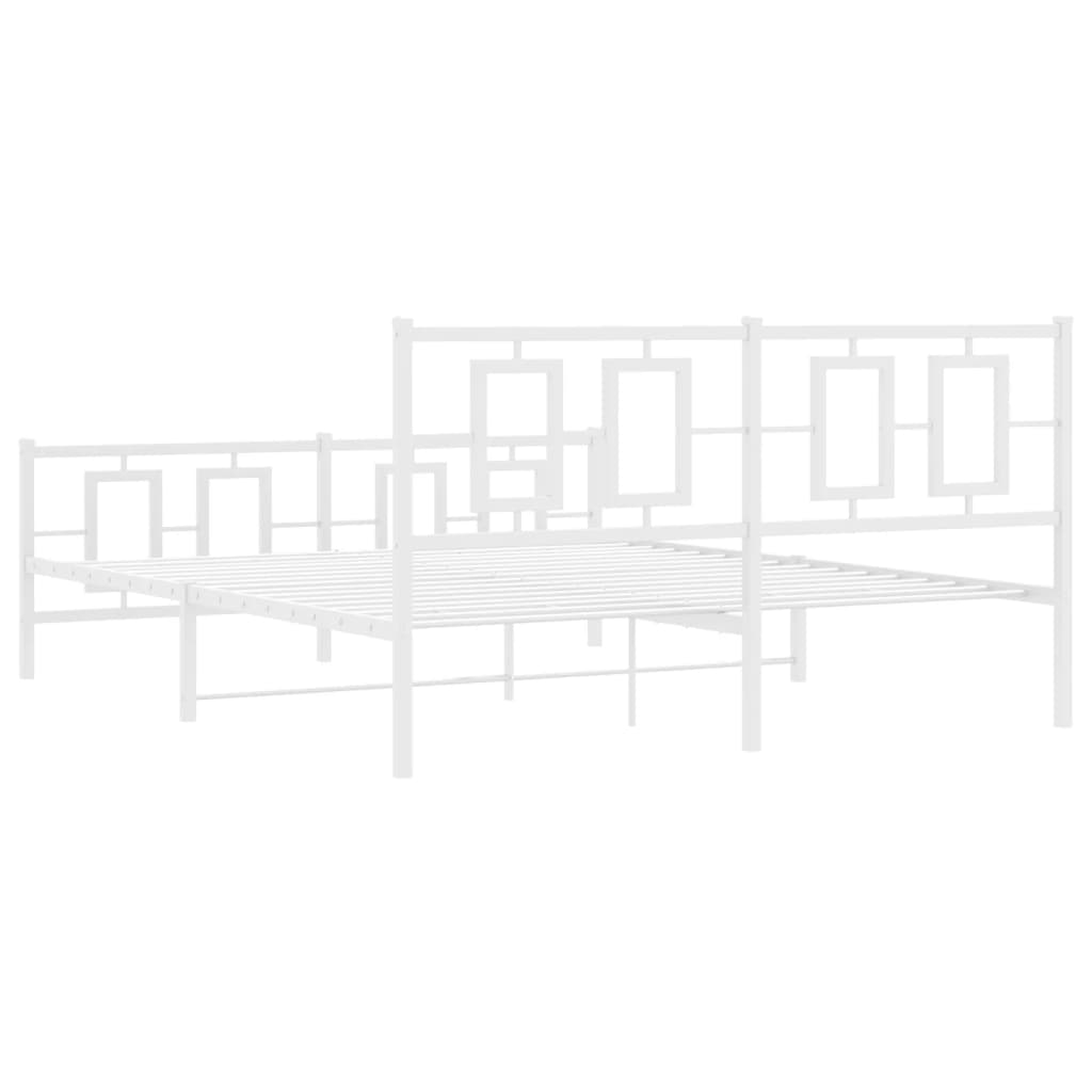 Metal Bed Frame without Mattress with Footboard White 150x200cm