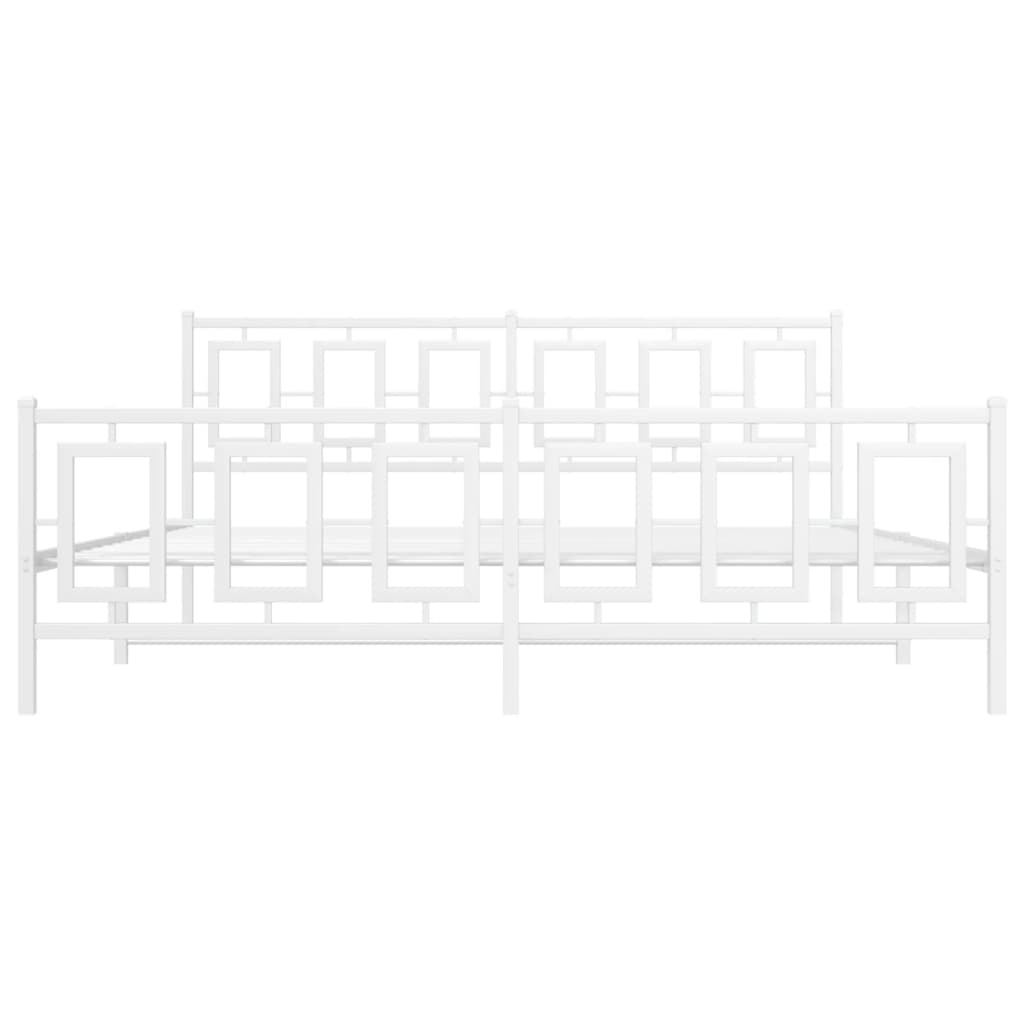 Metal Bed Frame without Mattress with Footboard White 183x213cm