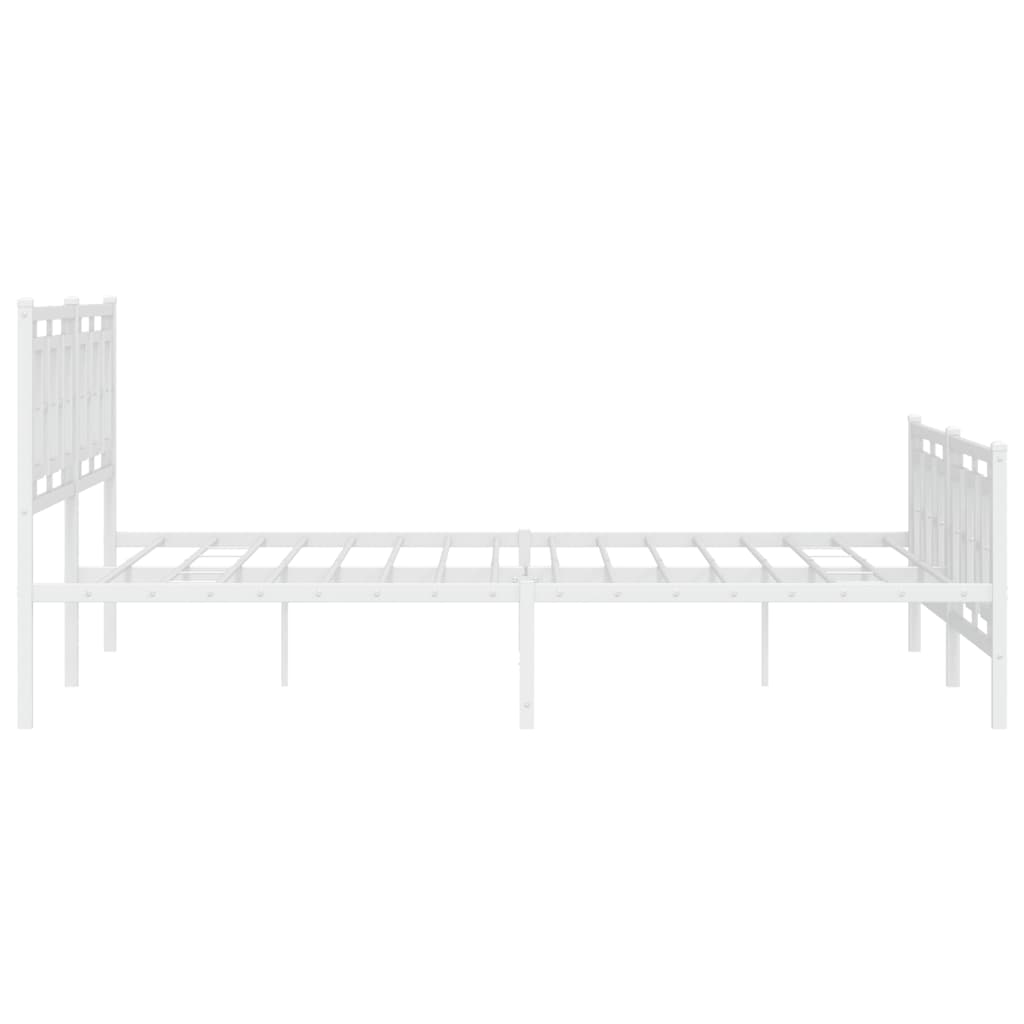 Metal Bed Frame without Mattress with Footboard White 183x213cm