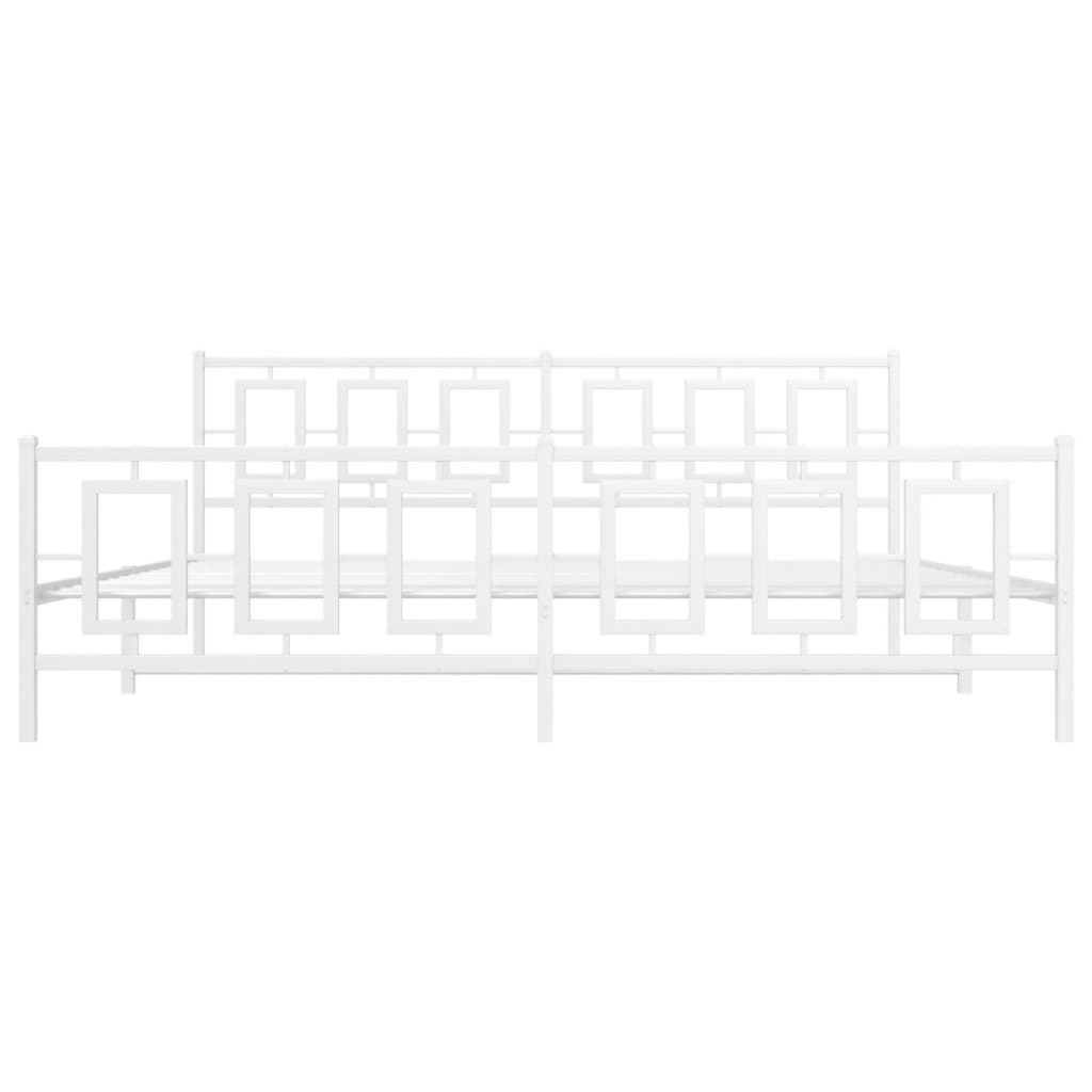 Metal Bed Frame without Mattress with Footboard White 193x203cm