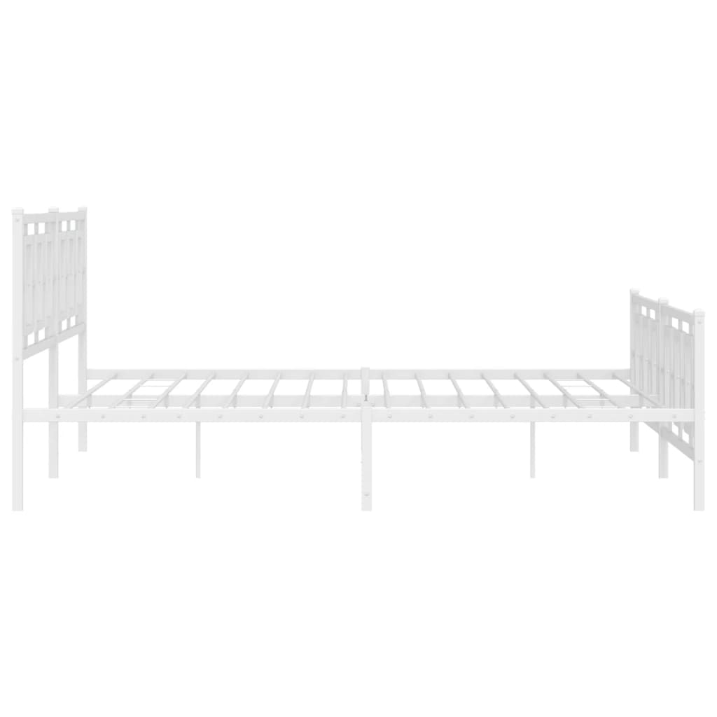 Metal Bed Frame without Mattress with Footboard White 193x203cm