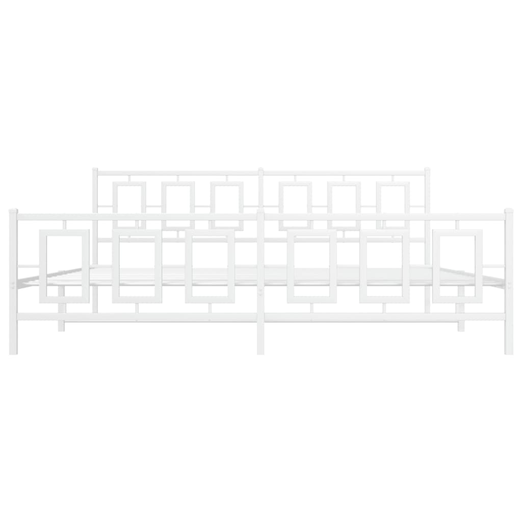 Metal Bed Frame without Mattress with Footboard White 200x200cm