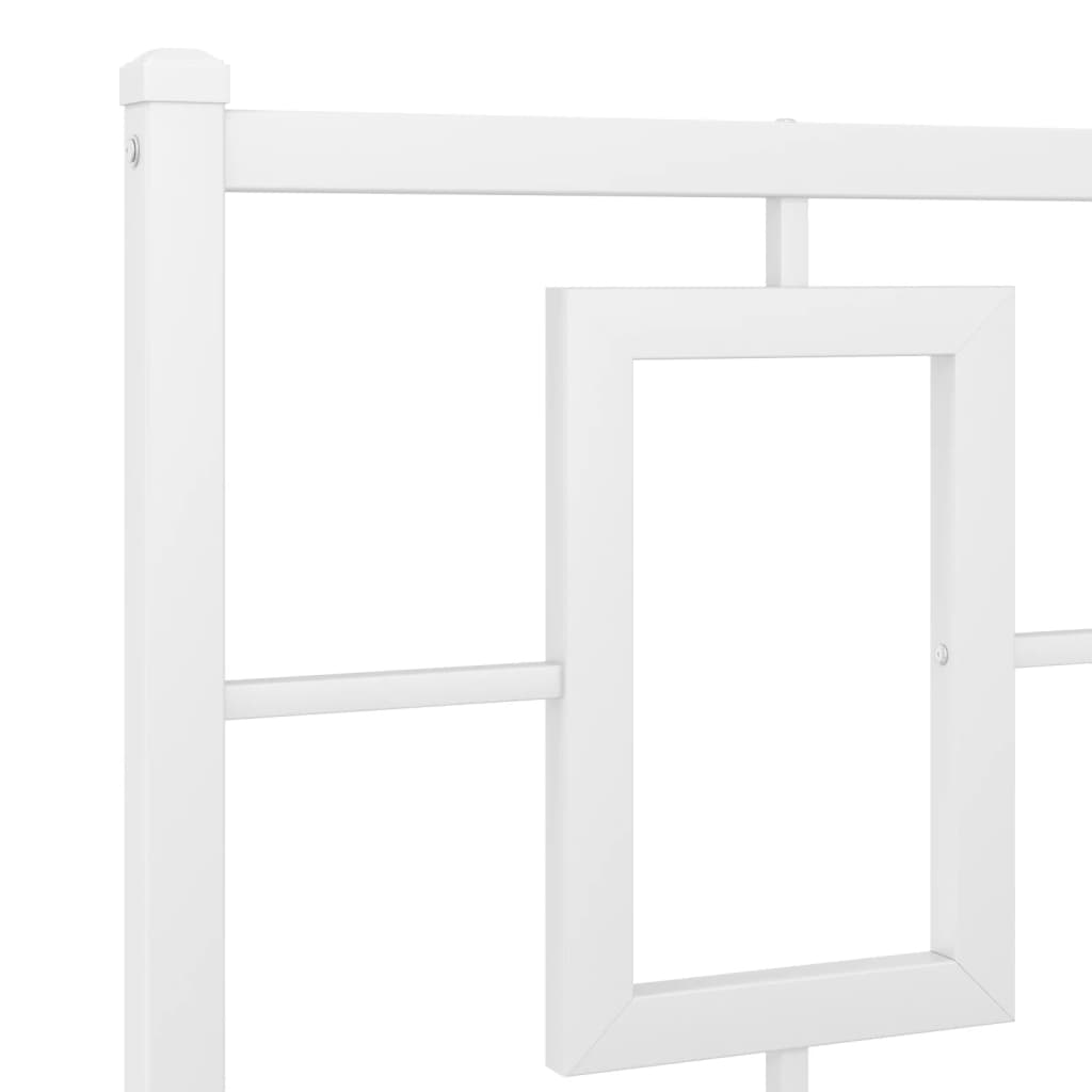 Metal Bed Frame without Mattress with Footboard White 200x200cm
