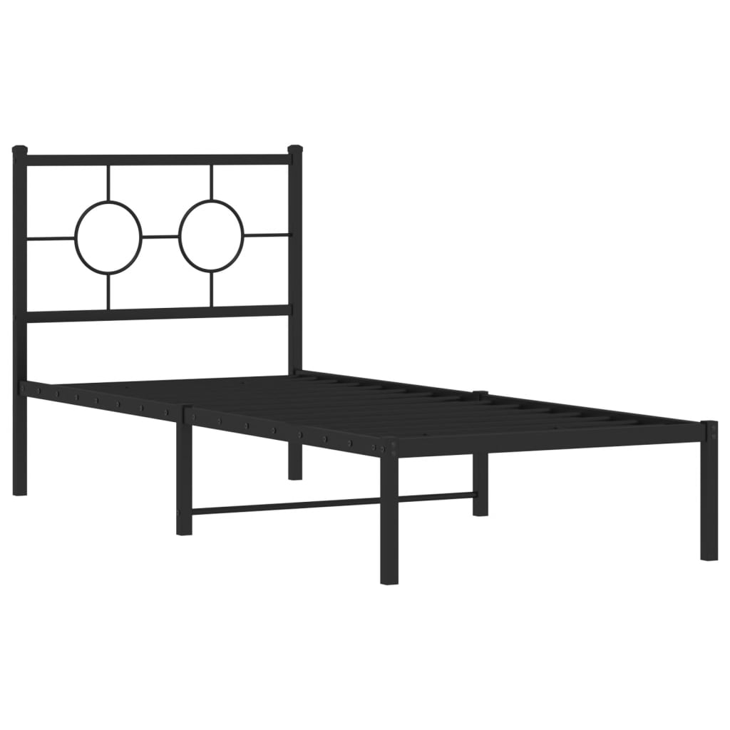 Metal Bed Frame without Mattress with Headboard Black 80x200cm