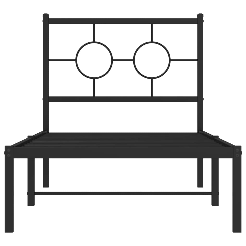 Metal Bed Frame without Mattress with Headboard Black 80x200cm