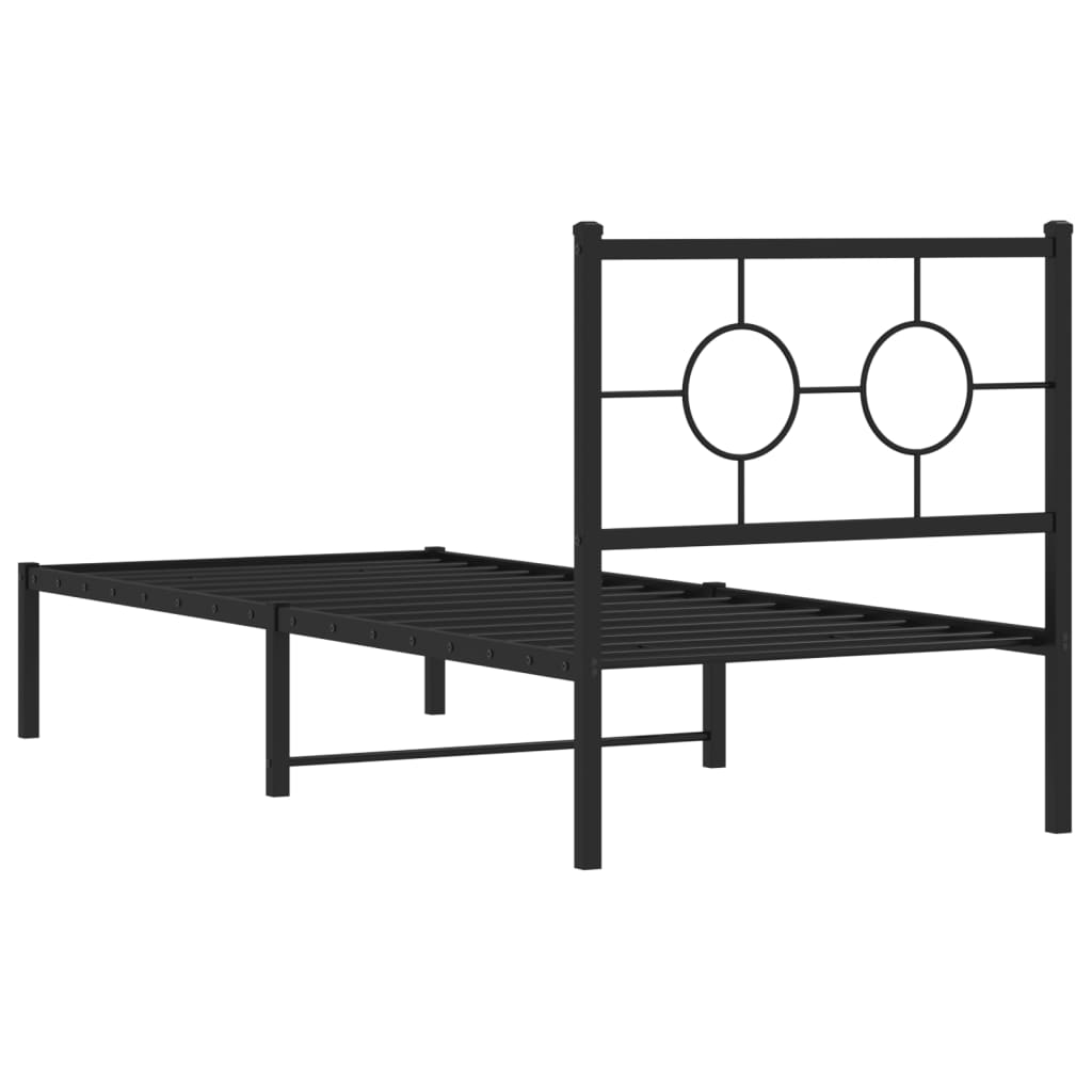 Metal Bed Frame without Mattress with Headboard Black 80x200cm
