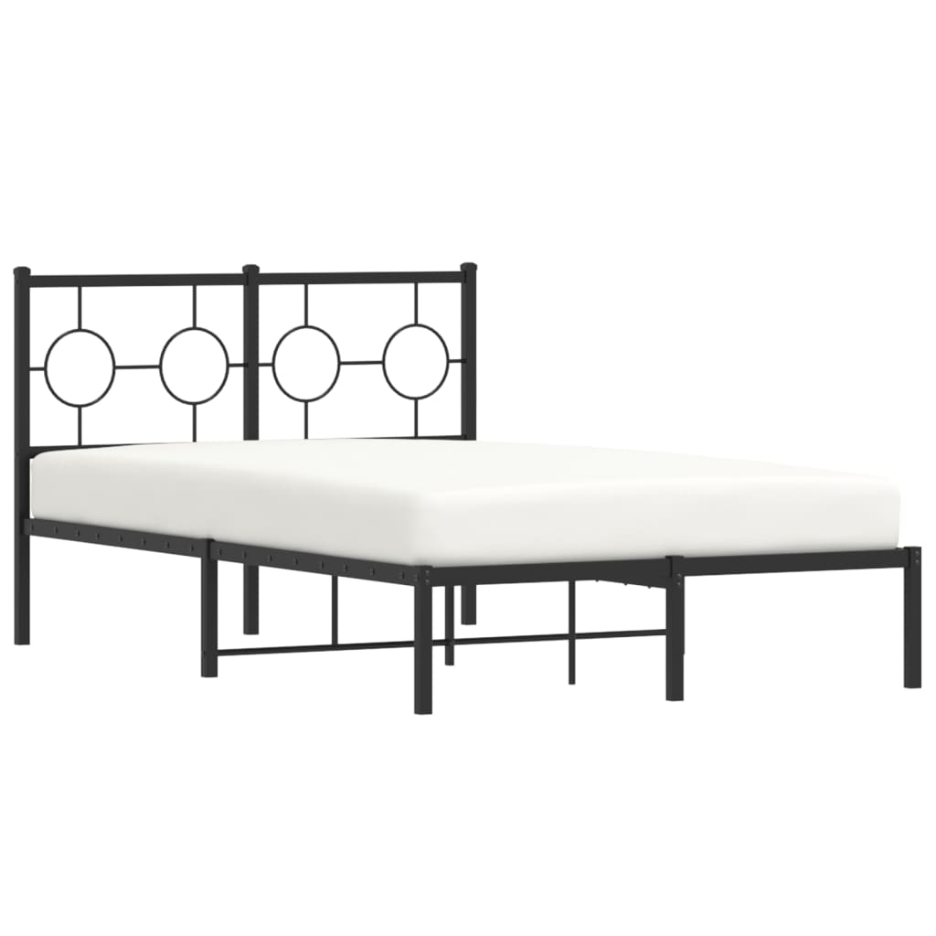 Metal Bed Frame without Mattress with Headboard Black 120x190cm