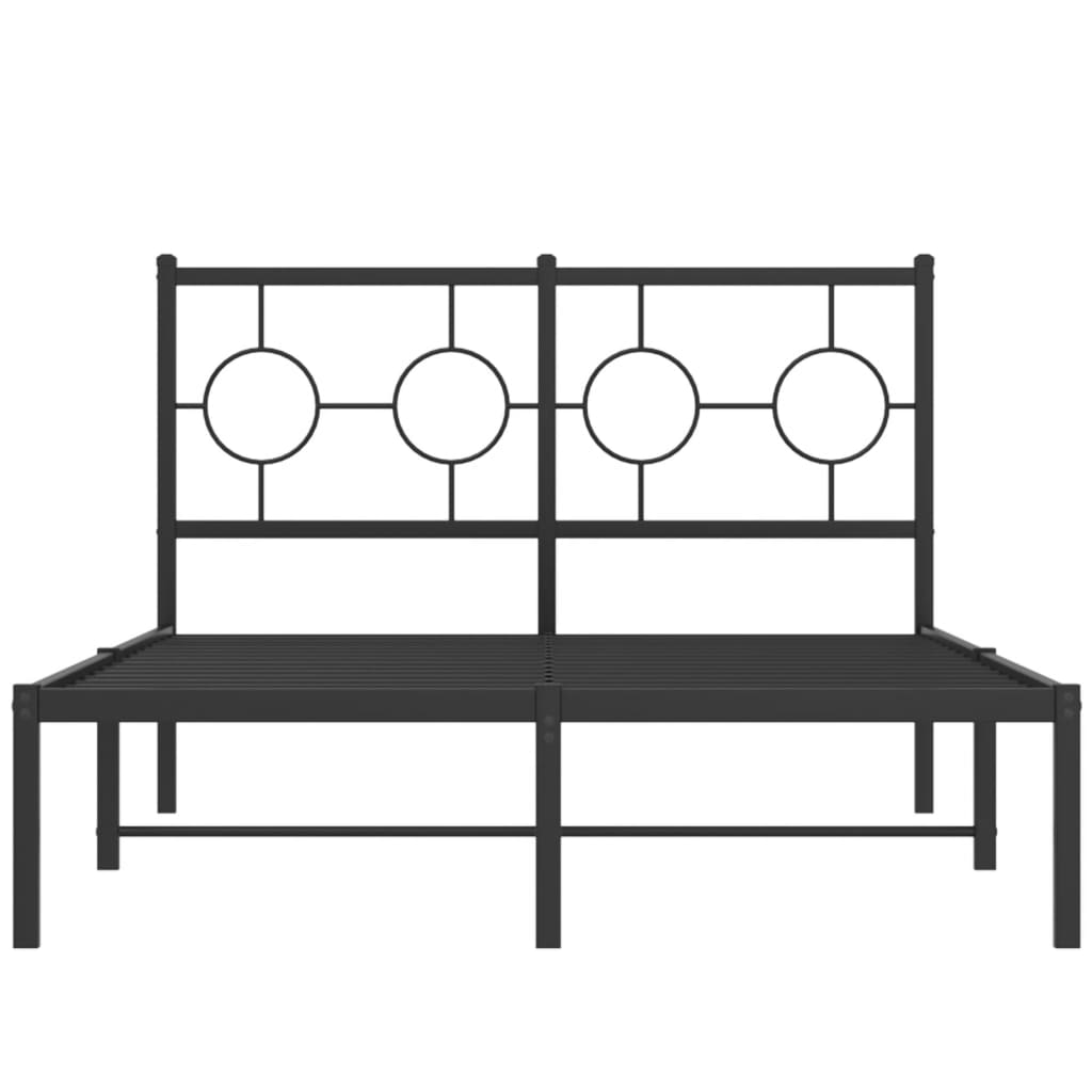 Metal Bed Frame without Mattress with Headboard Black 120x190cm