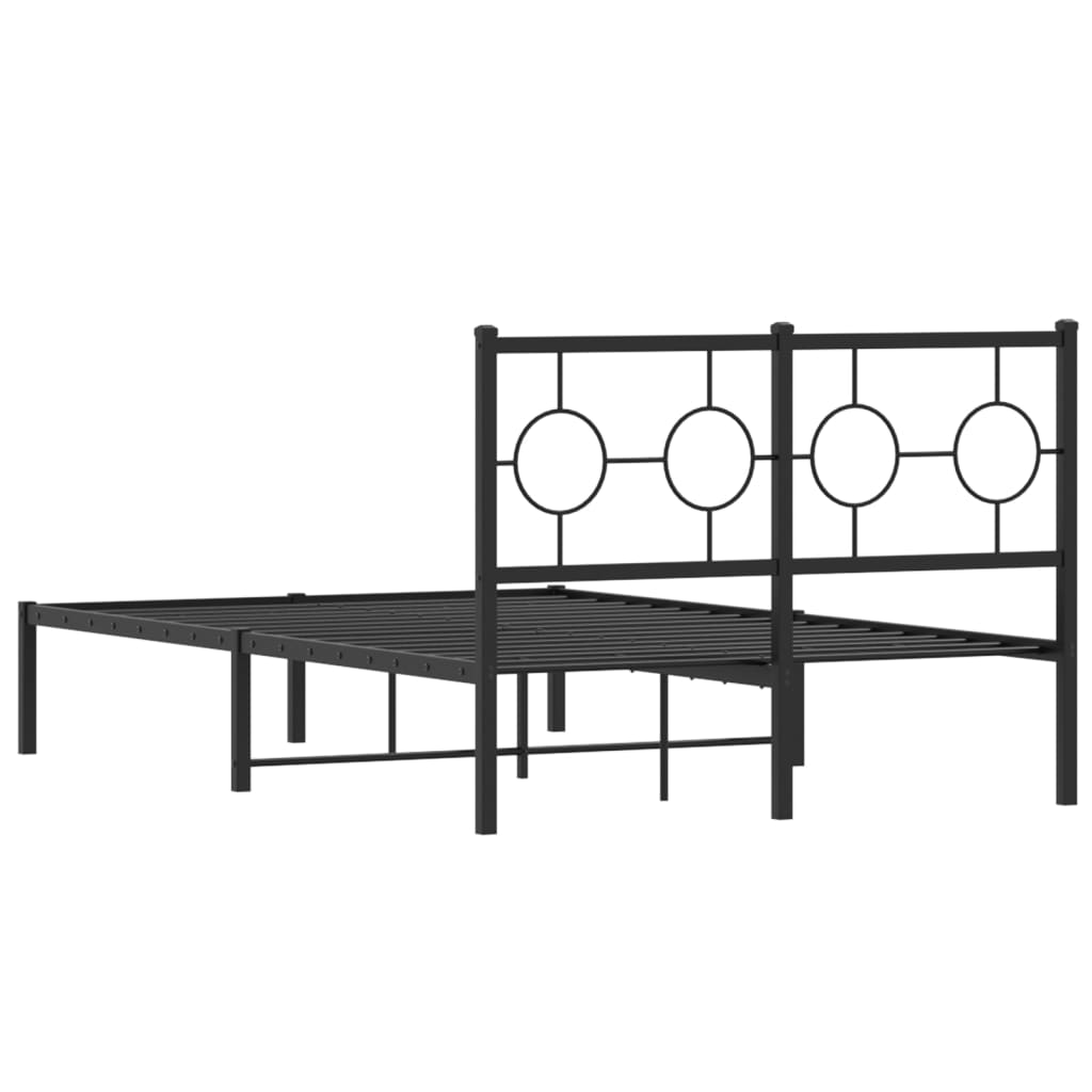 Metal Bed Frame without Mattress with Headboard Black 120x190cm