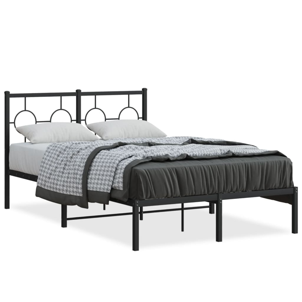 Metal Bed Frame without Mattress with Headboard Black 120x200cm