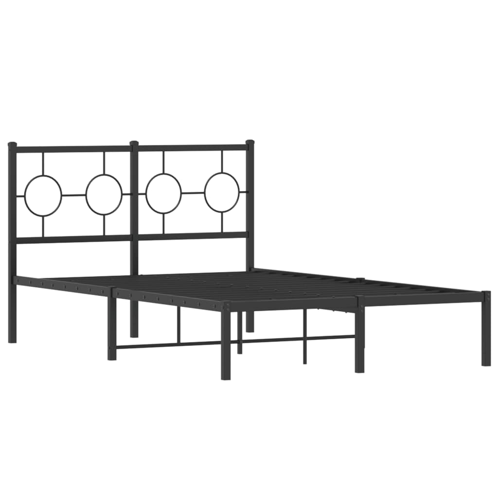 Metal Bed Frame without Mattress with Headboard Black 120x200cm
