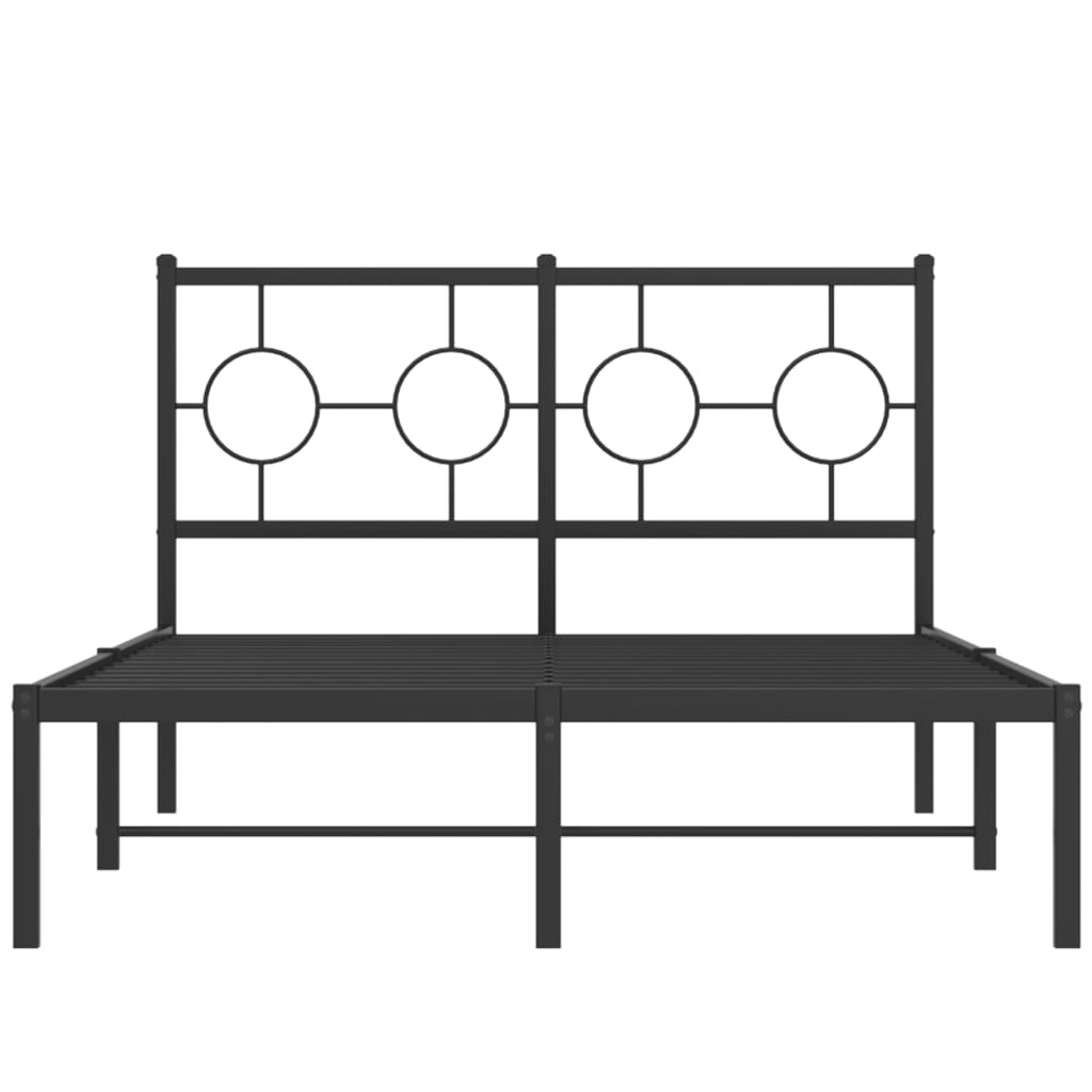 Metal Bed Frame without Mattress with Headboard Black 120x200cm