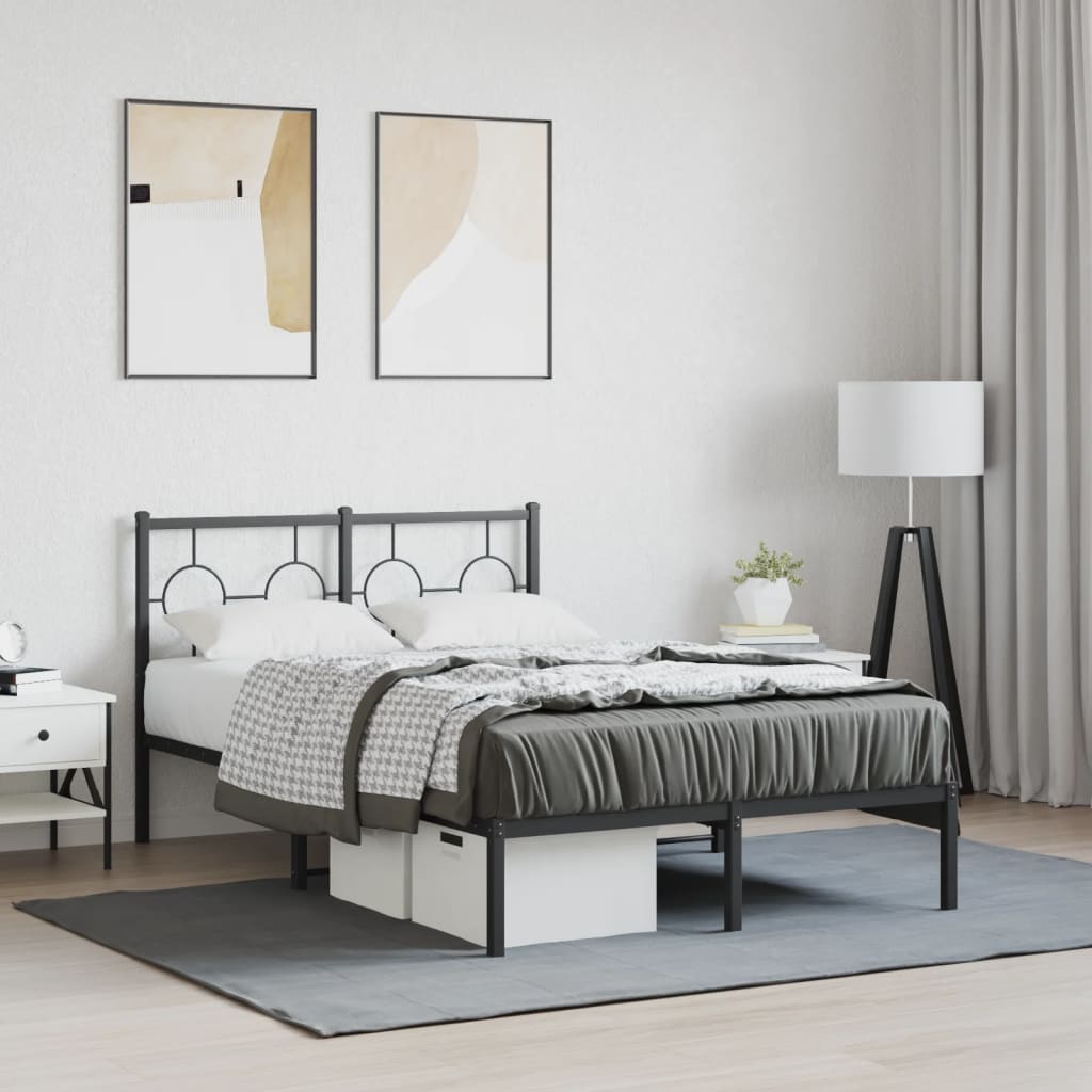 Metal Bed Frame without Mattress with Headboard Black 120x200cm
