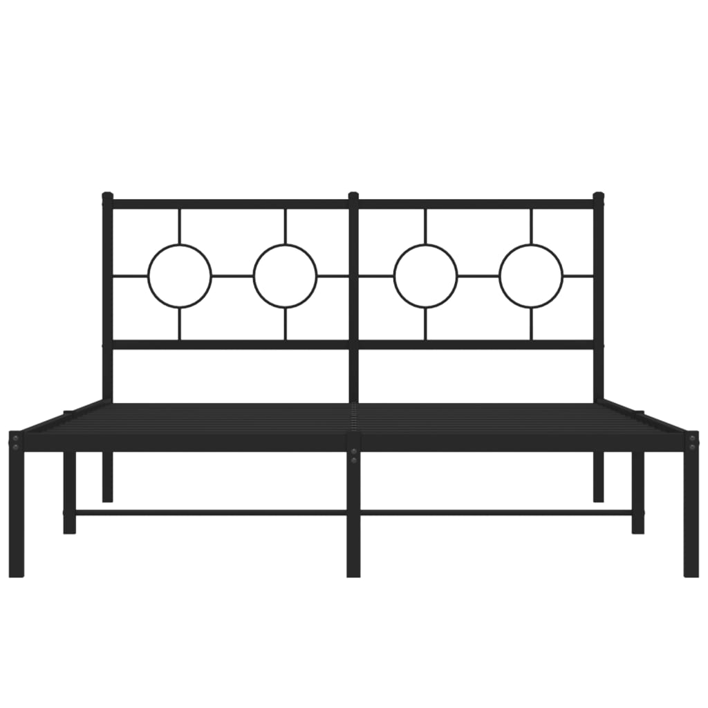 Metal Bed Frame without Mattress with Headboard Black 135x190cm