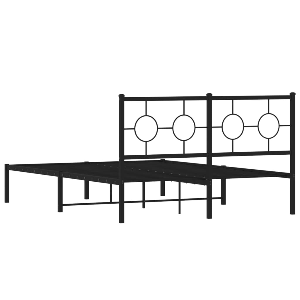 Metal Bed Frame without Mattress with Headboard Black 140x190cm