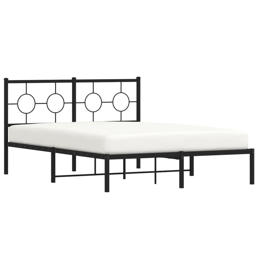 Metal Bed Frame without Mattress with Headboard Black 140x200cm