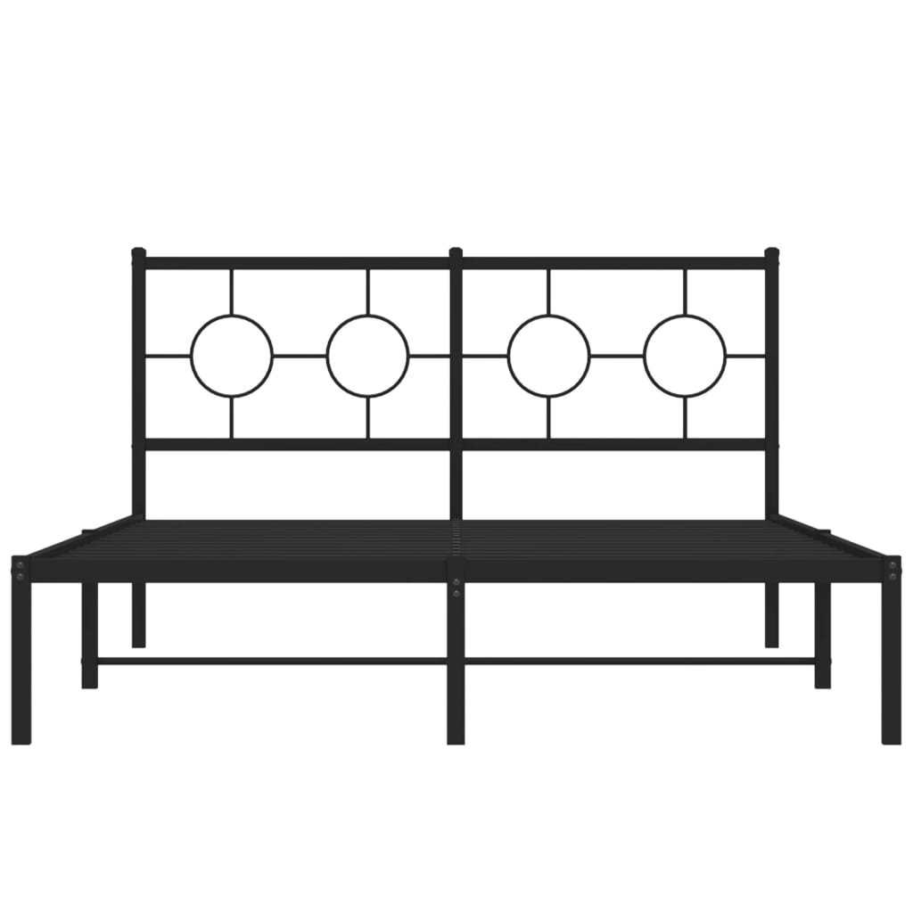 Metal Bed Frame without Mattress with Headboard Black 140x200cm