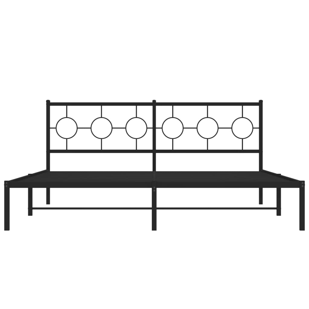 Metal Bed Frame without Mattress with Headboard Black 183x213cm