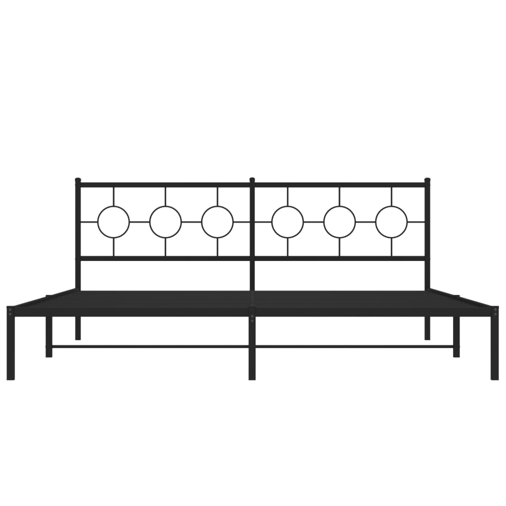 Metal Bed Frame without Mattress with Headboard Black 193x203cm
