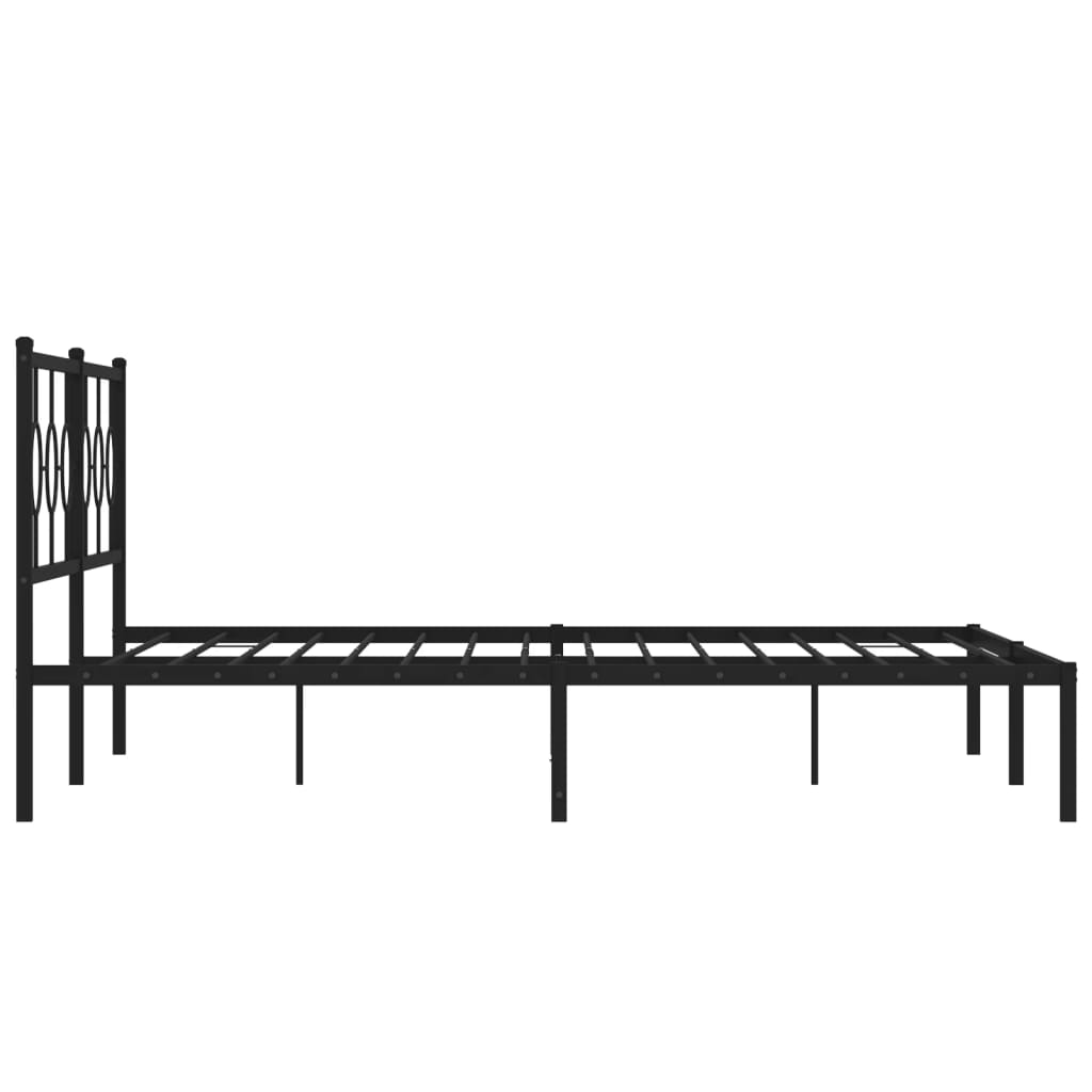 Metal Bed Frame without Mattress with Headboard Black 193x203cm