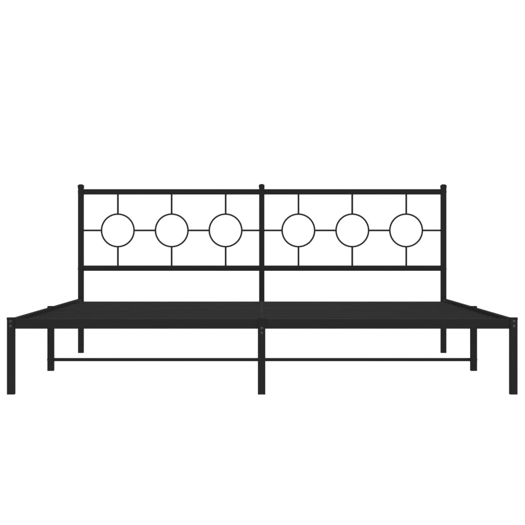 Metal Bed Frame without Mattress with Headboard Black 200x200cm