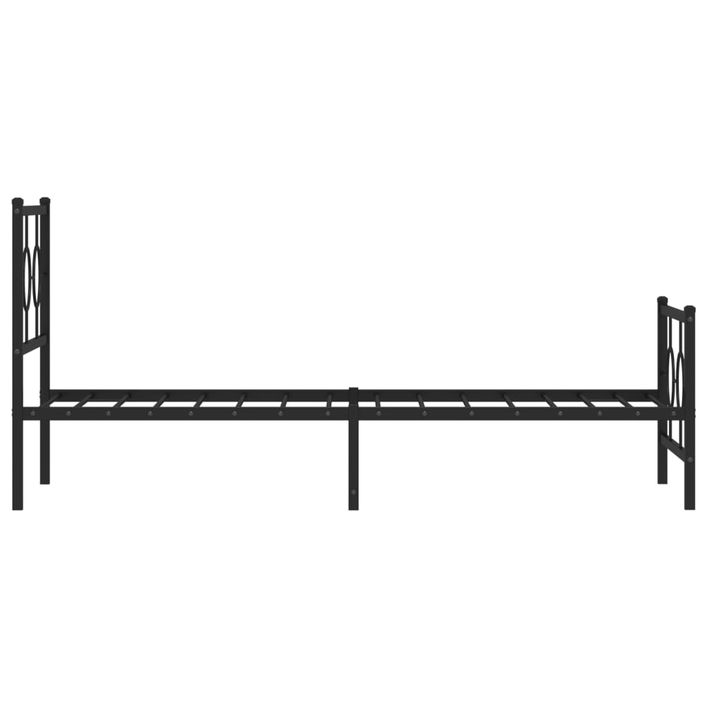 Metal Bed Frame without Mattress with Footboard Black 75x190cm