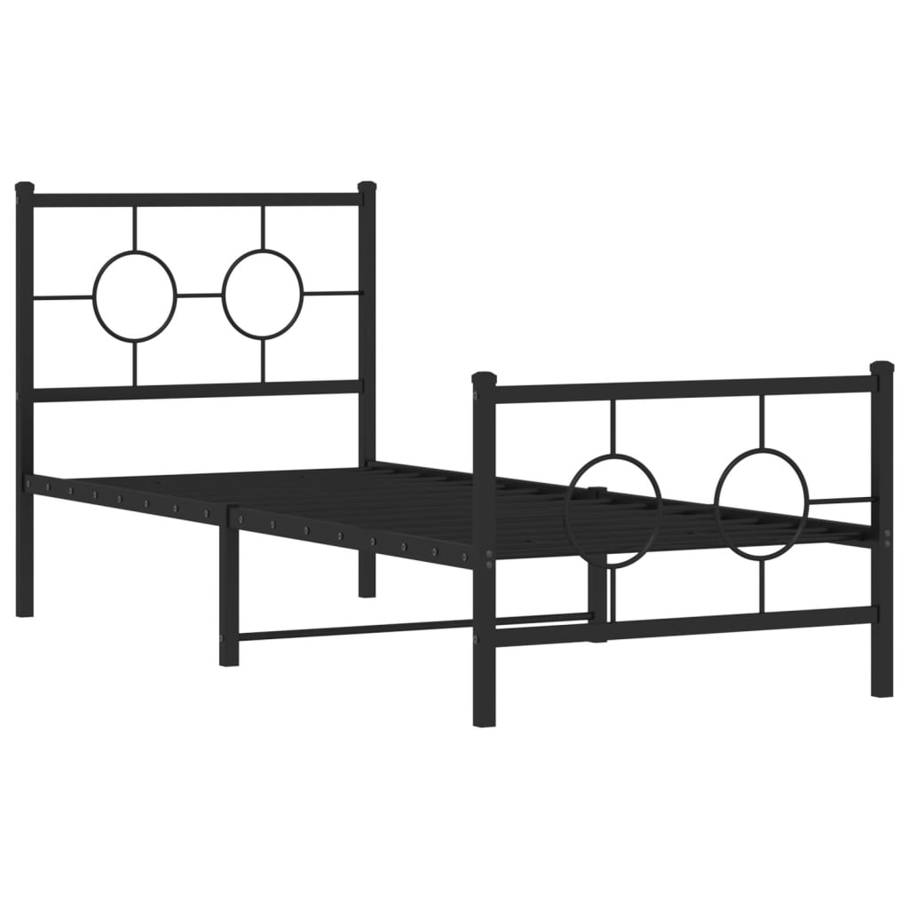 Metal Bed Frame without Mattress with Footboard Black 80x200cm