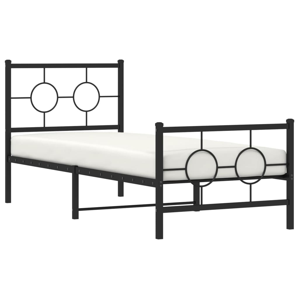 Metal Bed Frame without Mattress with Footboard Black 80x200cm