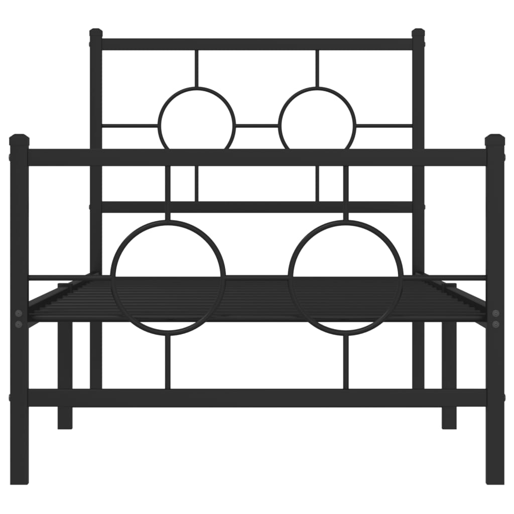 Metal Bed Frame without Mattress with Footboard Black 80x200cm