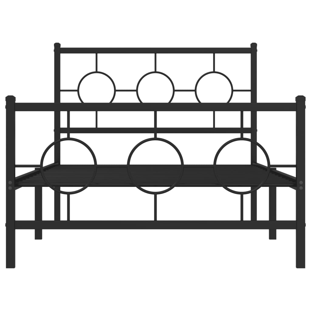 Metal Bed Frame without Mattress with Footboard Black 100x190cm