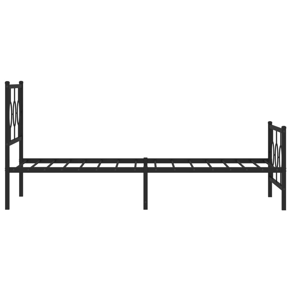 Metal Bed Frame without Mattress with Footboard Black 100x190cm