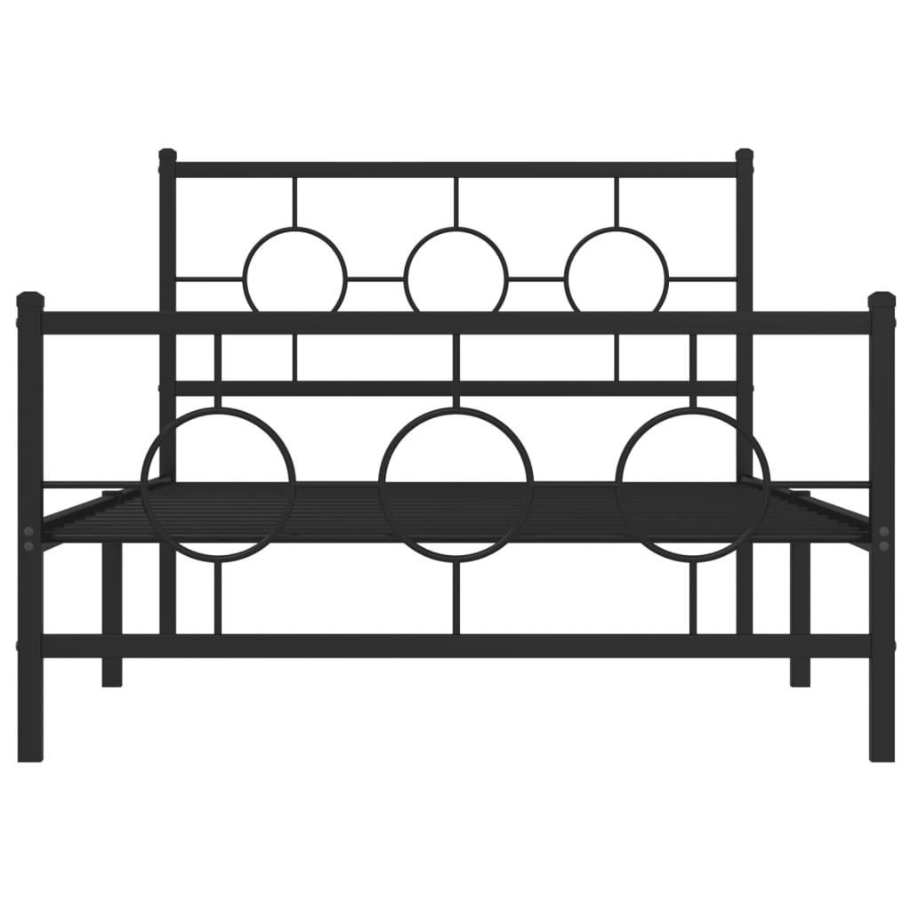 Metal Bed Frame without Mattress with Footboard Black 107x203cm
