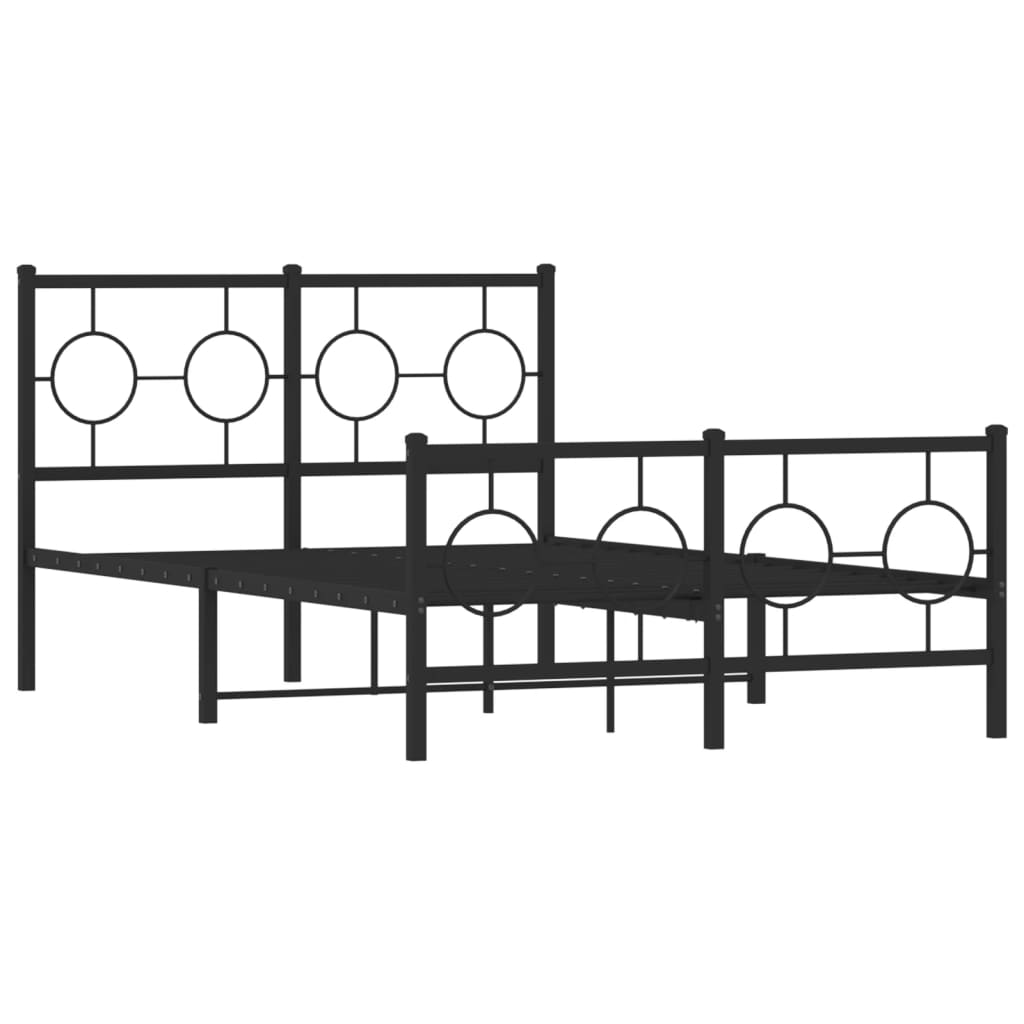 Metal Bed Frame without Mattress with Footboard Black 120x190cm