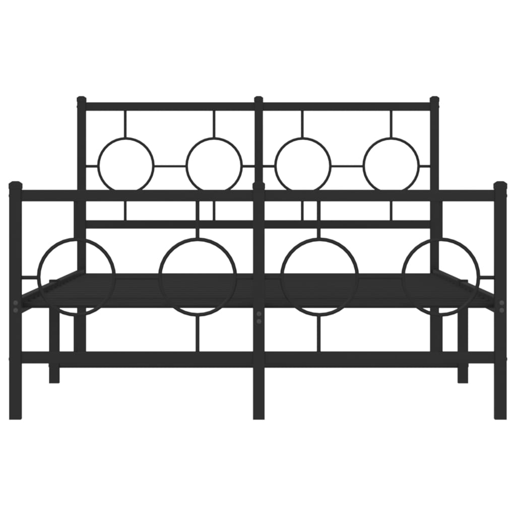 Metal Bed Frame without Mattress with Footboard Black 120x190cm