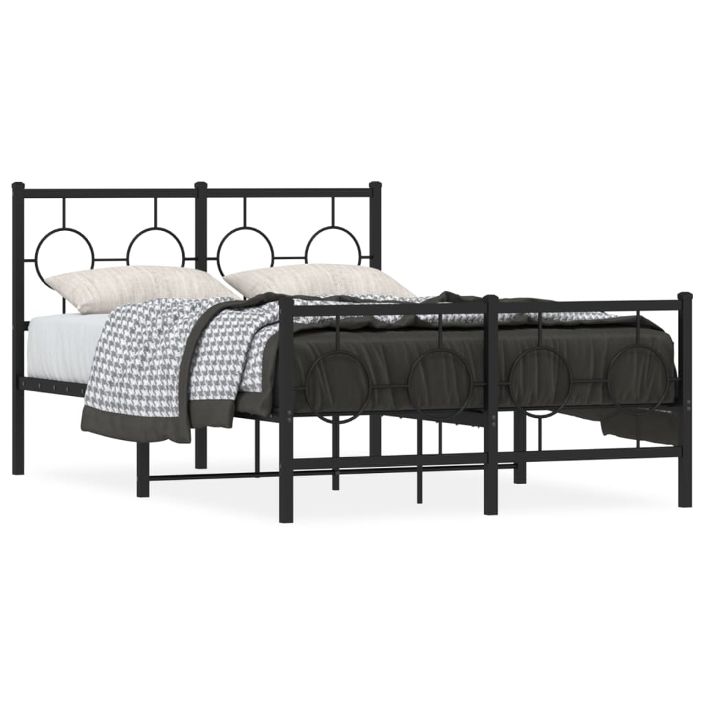Metal Bed Frame without Mattress with Footboard Black 120x200cm
