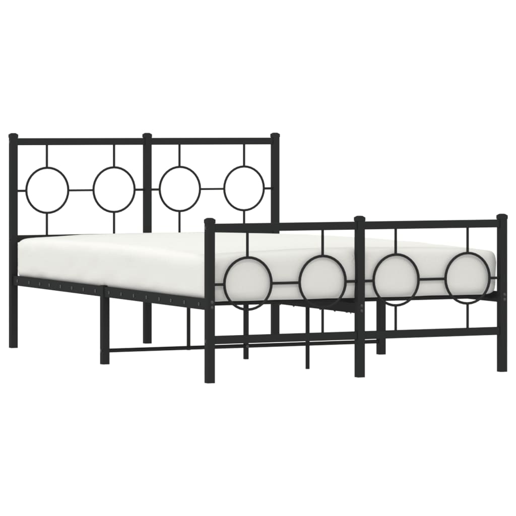 Metal Bed Frame without Mattress with Footboard Black 120x200cm