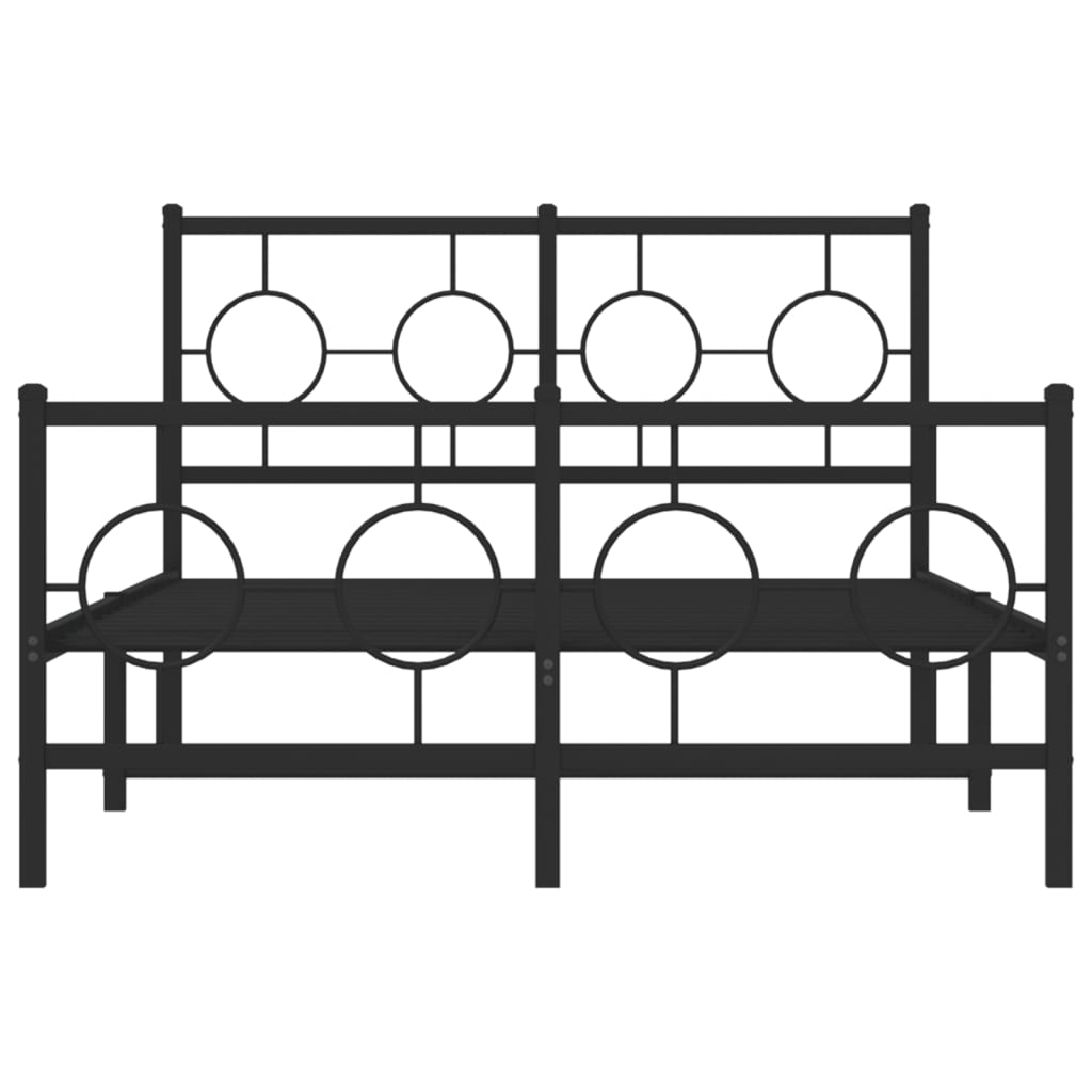 Metal Bed Frame without Mattress with Footboard Black 120x200cm