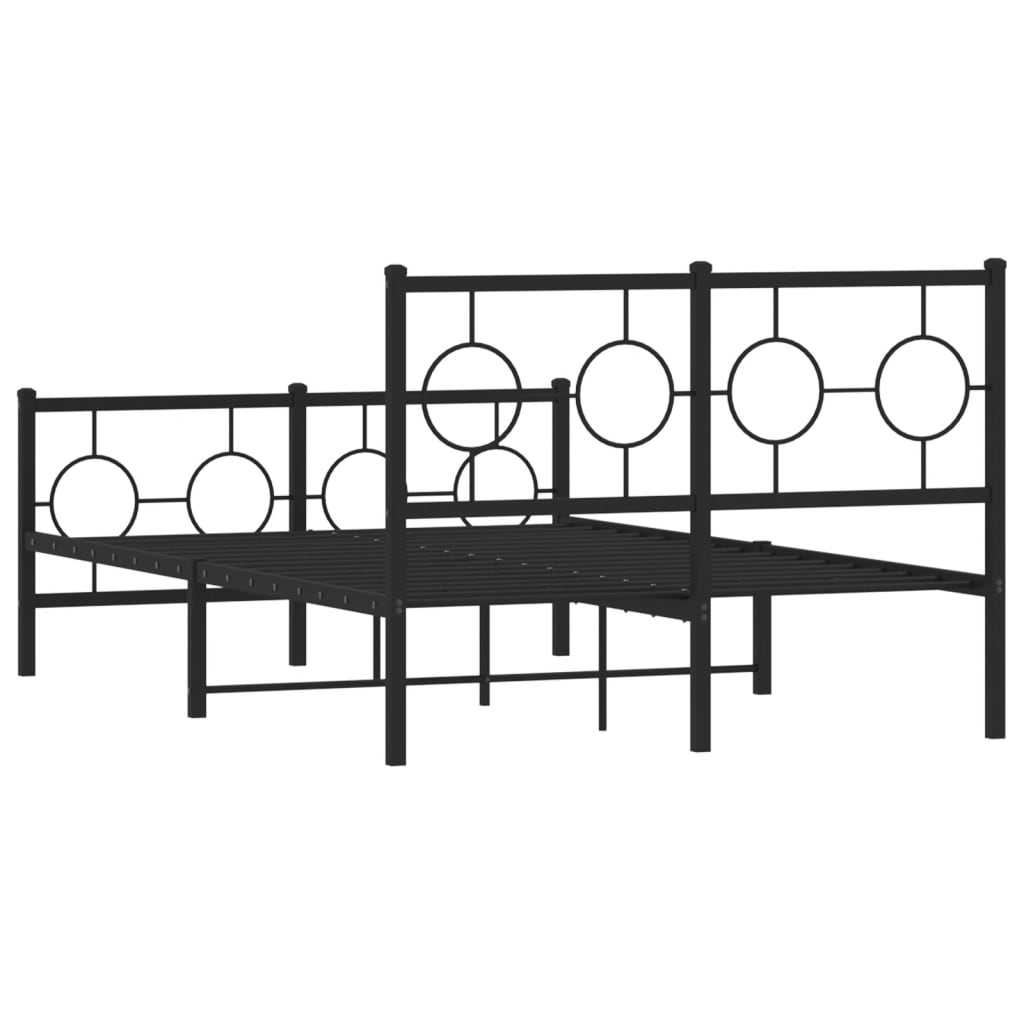 Metal Bed Frame without Mattress with Footboard Black 120x200cm