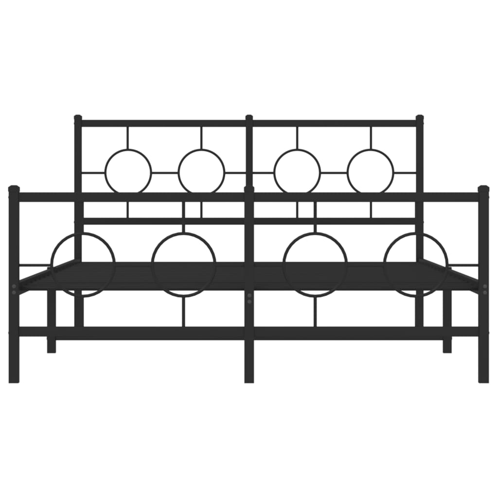 Metal Bed Frame without Mattress with Footboard Black 135x190cm