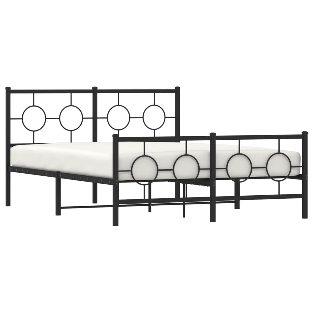 Metal Bed Frame without Mattress with Footboard Black 140x190cm