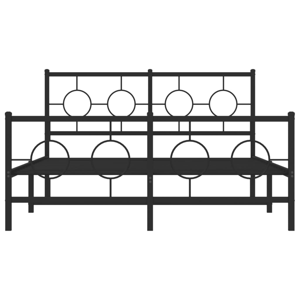 Metal Bed Frame without Mattress with Footboard Black 140x190cm