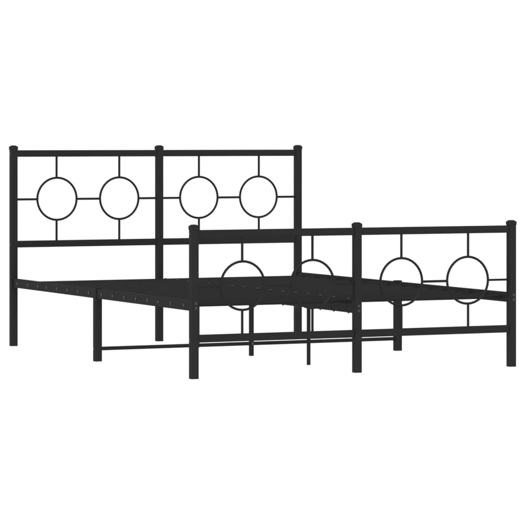 Metal Bed Frame without Mattress with Footboard Black 140x200cm