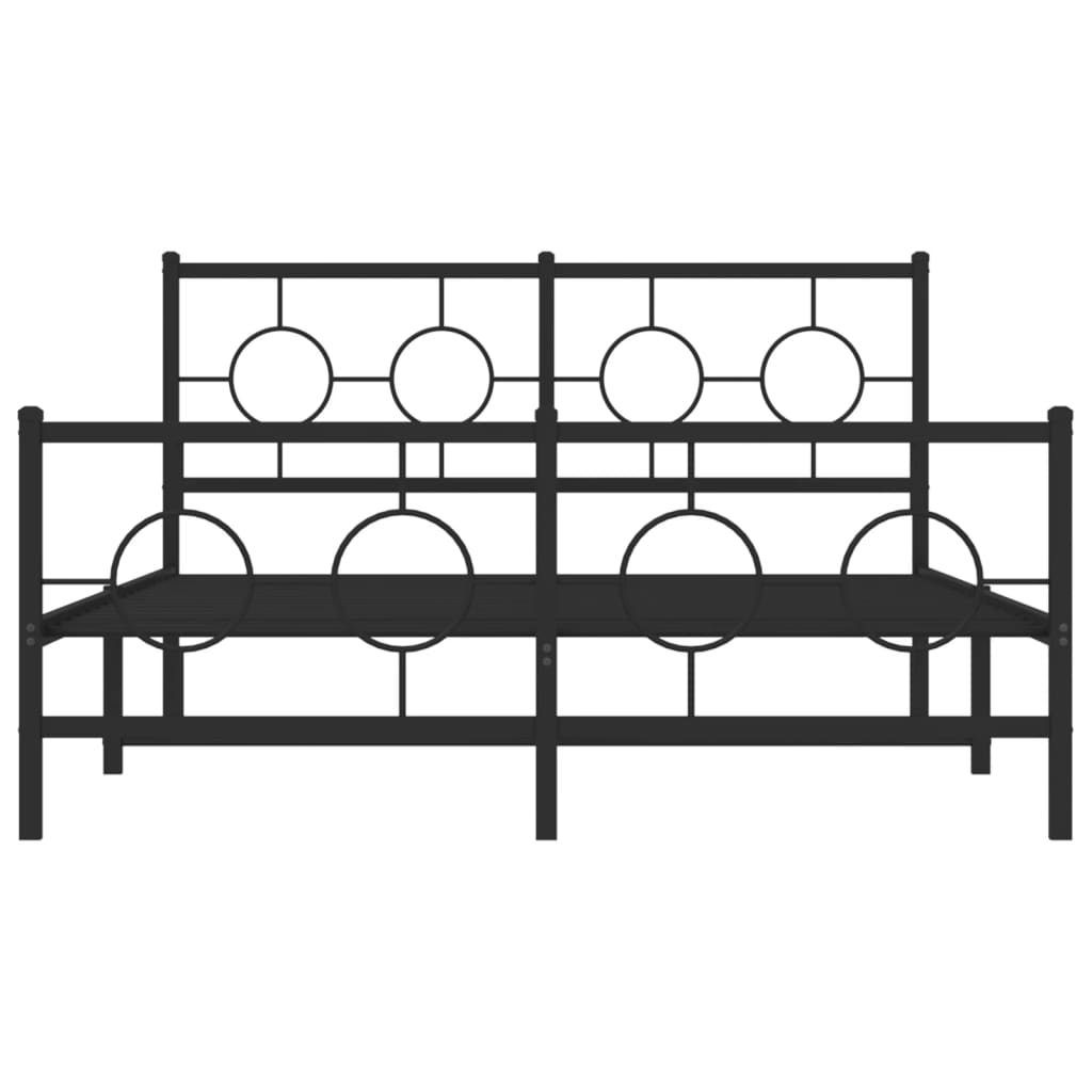 Metal Bed Frame without Mattress with Footboard Black 140x200cm
