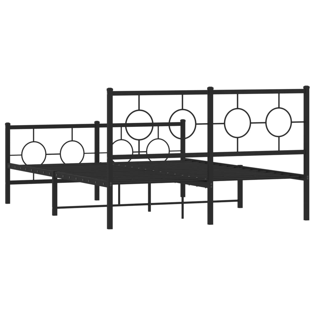 Metal Bed Frame without Mattress with Footboard Black 140x200cm