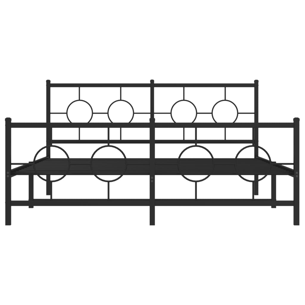 Metal Bed Frame without Mattress with Footboard Black 150x200cm