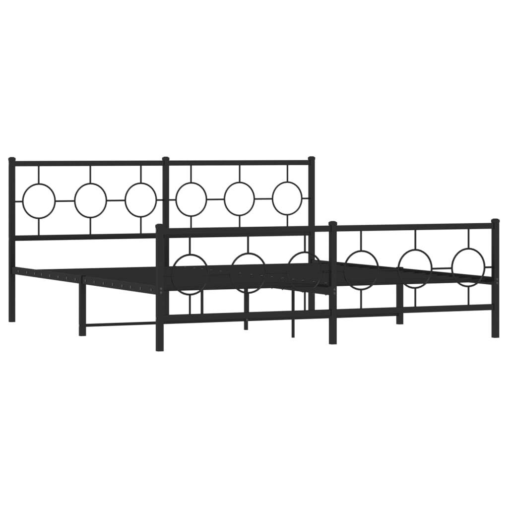 Metal Bed Frame without Mattress with Footboard Black 183x213cm