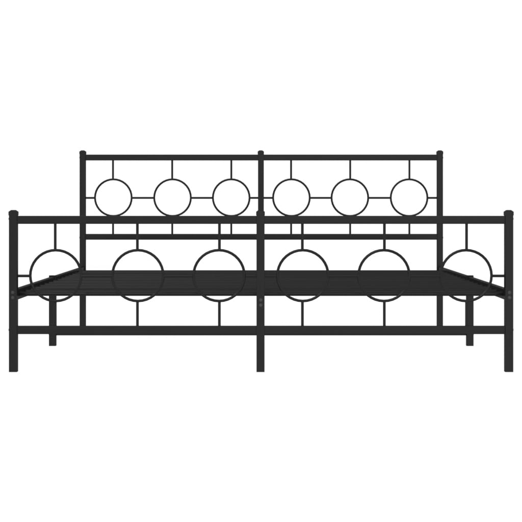Metal Bed Frame without Mattress with Footboard Black 183x213cm