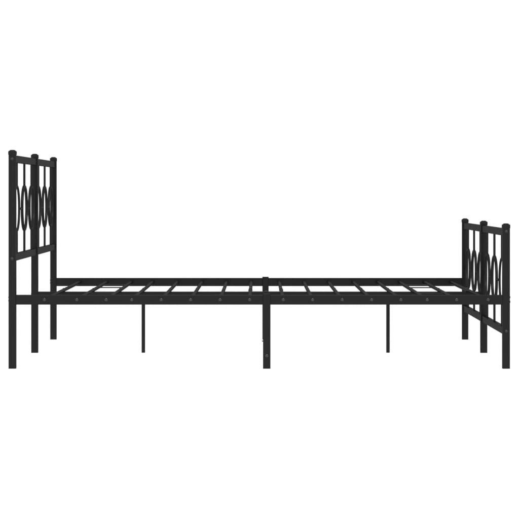 Metal Bed Frame without Mattress with Footboard Black 183x213cm