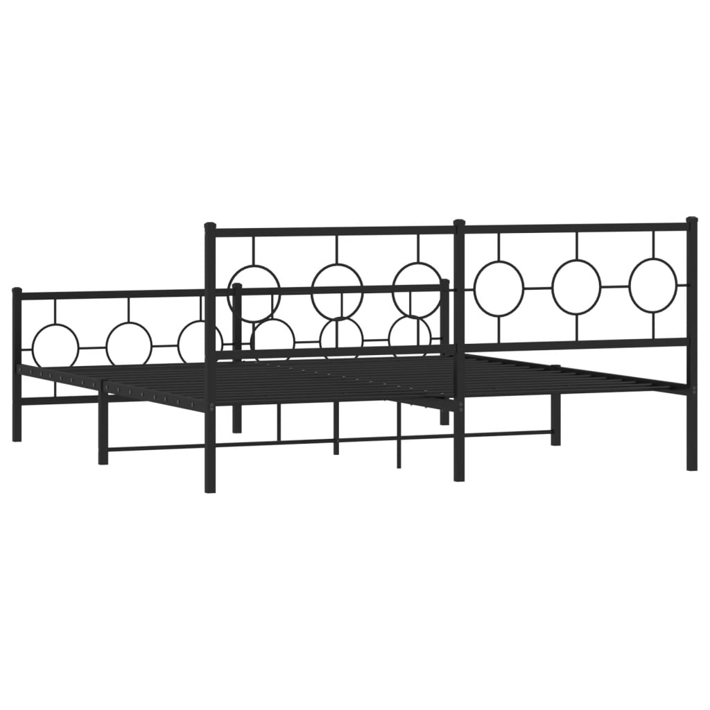 Metal Bed Frame without Mattress with Footboard Black 183x213cm