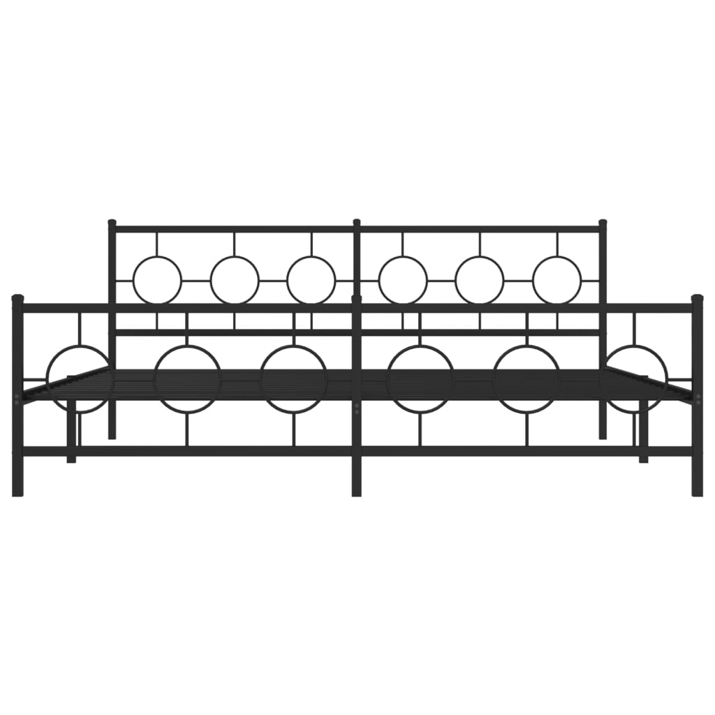 Metal Bed Frame without Mattress with Footboard Black 193x203cm